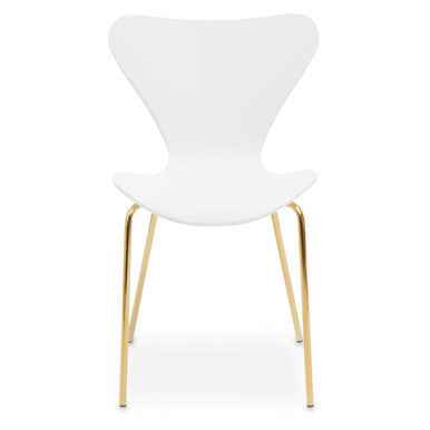 Laila White Seat Dining Chair With Gold Chrome Legs