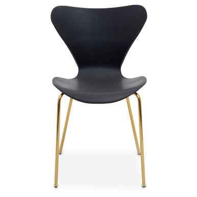 Laila Black Seat Dining Chair With Gold Chrome Legs