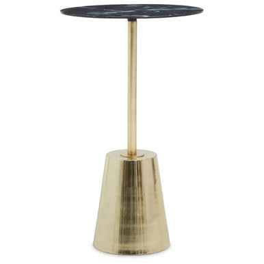 Avola Black Marble Effect Top Gold Base Side Table