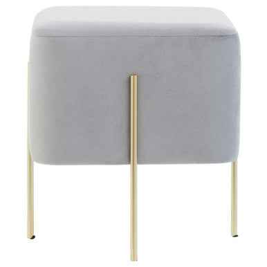 Hayes Square Grey Velvet Stool