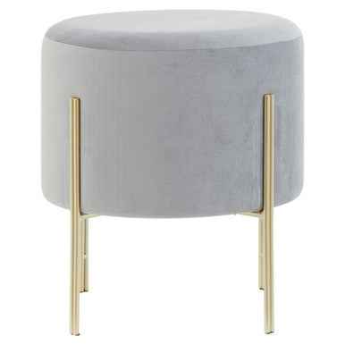 Hayes Round Grey Velvet Stool