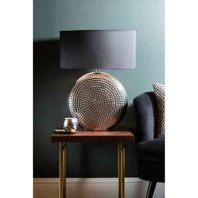 Evette Small Hammered Chrome Finish Table Lamp