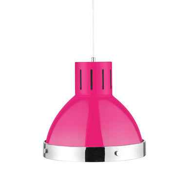 Jasper Hot Pink and Chrome Bell Shaped Pendant Light