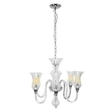 Abelia Glass And Chrome 6 Arm Chandelier