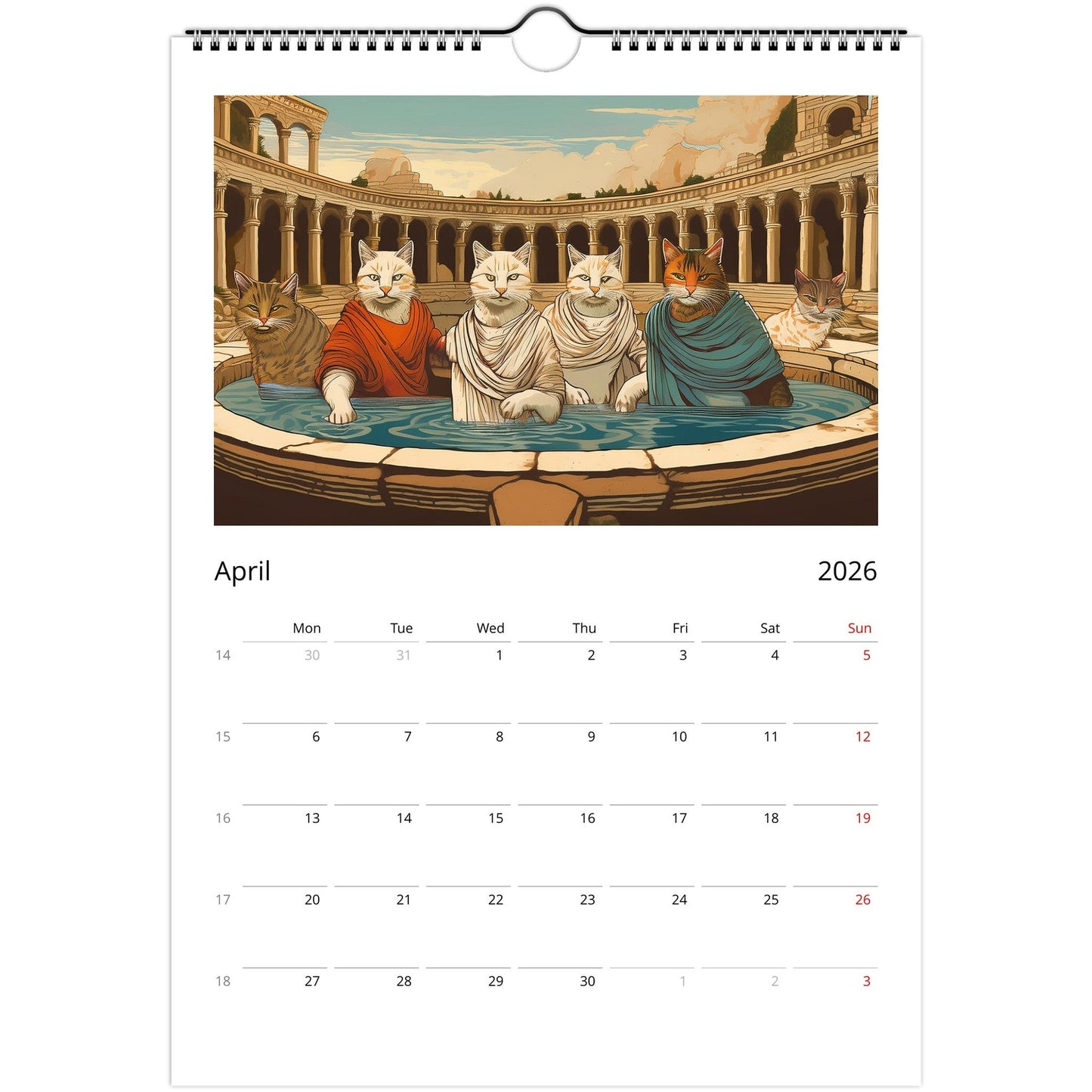 Ancient Roman Cats Wall Calendar β Vintage Feline Art, Eco-Friendly Gift for Cat Lovers πΎπ