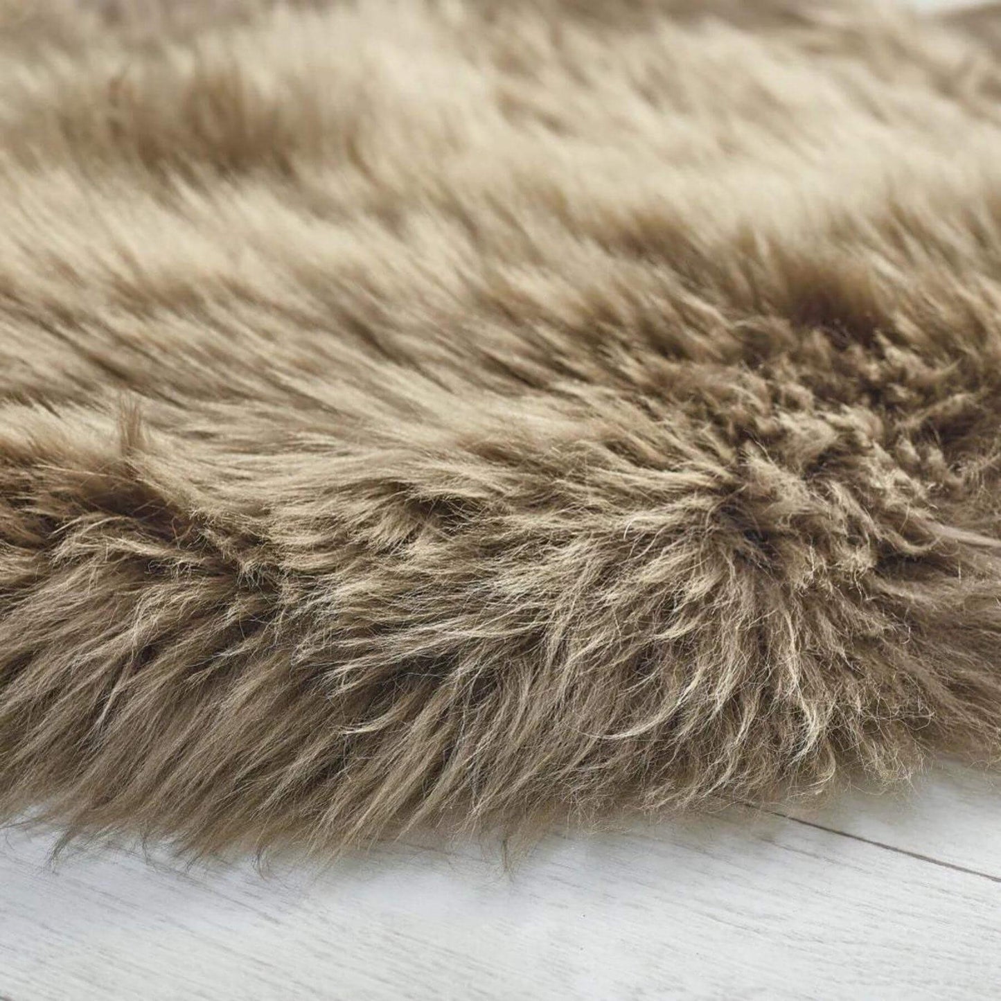 Genuine Khaki/Taupe Sheepskin Faux Fur Rug