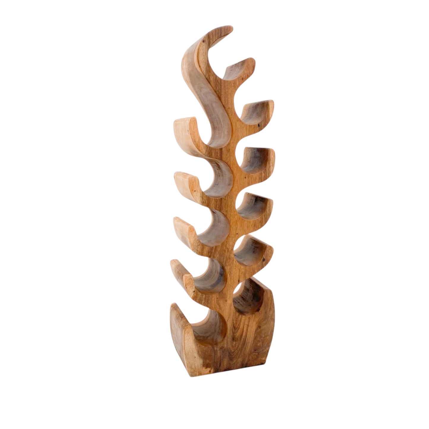 11 BOTTLE HAND CARVED WINE RACK