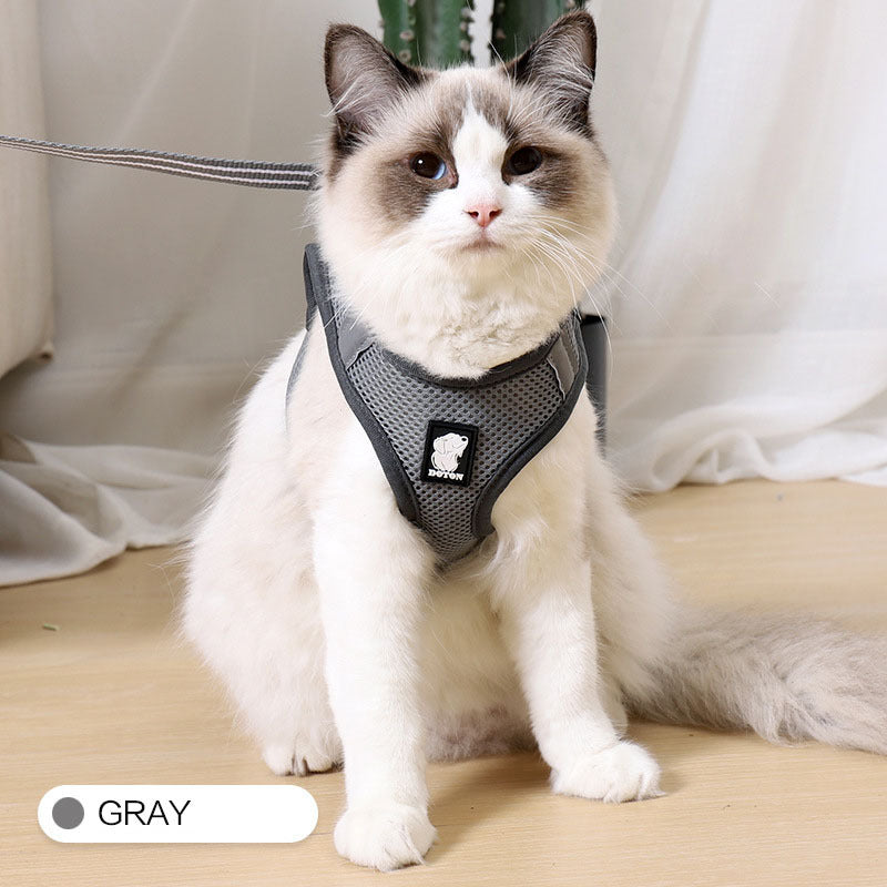 Premium Breathable Cat Harness & Leash Set - Escape-Proof Mesh Design for Safe Outdoor Adventures