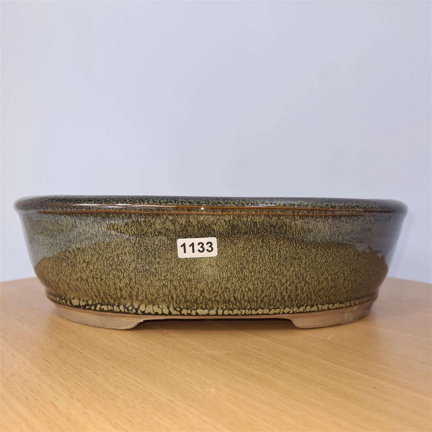 27cm Glazed Bonsai Pot | Oval | 27cm x 21cm x 8cm | Green