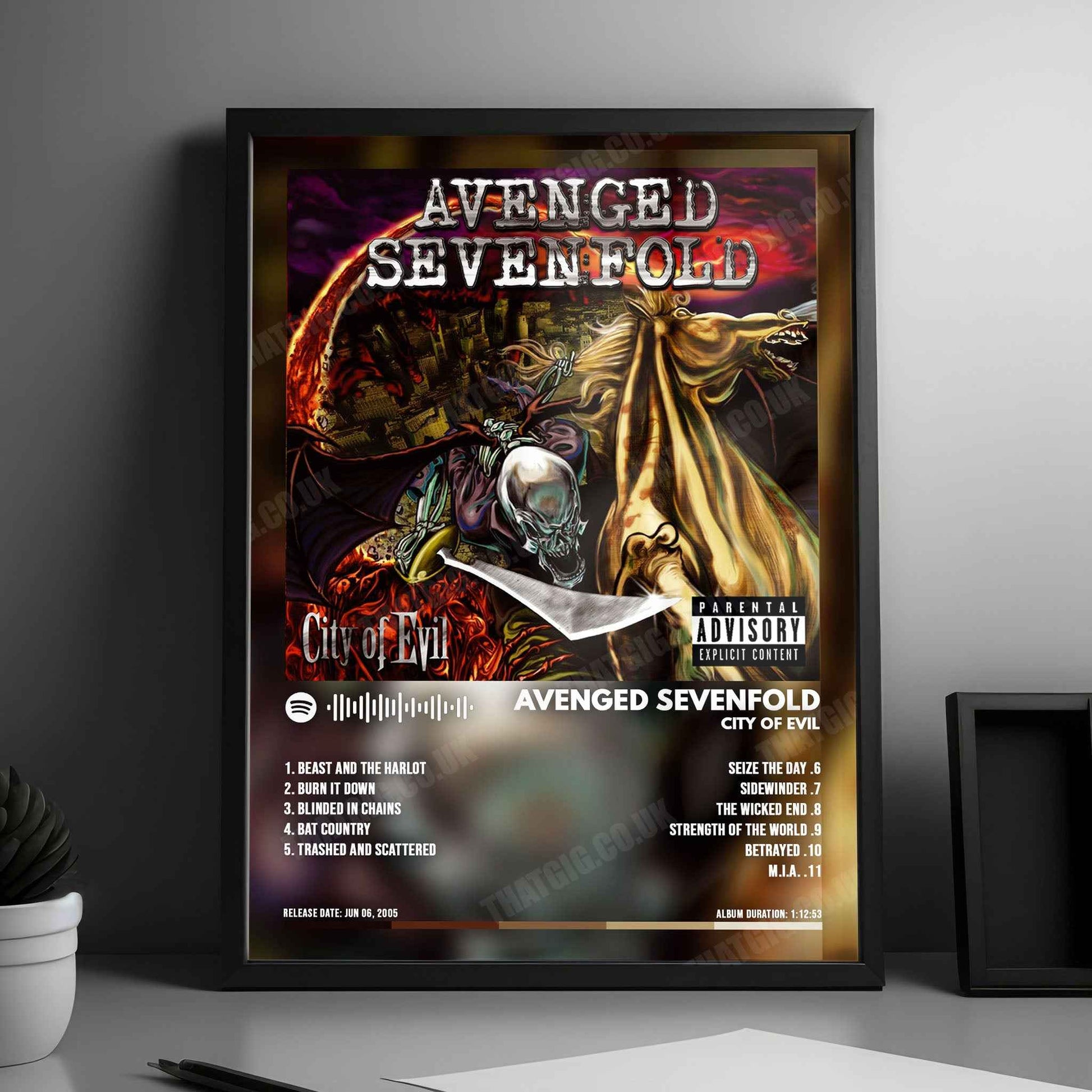 Avenged Sevenfold "City Of Evil" Album Cover Poster - with Complete Tracklist