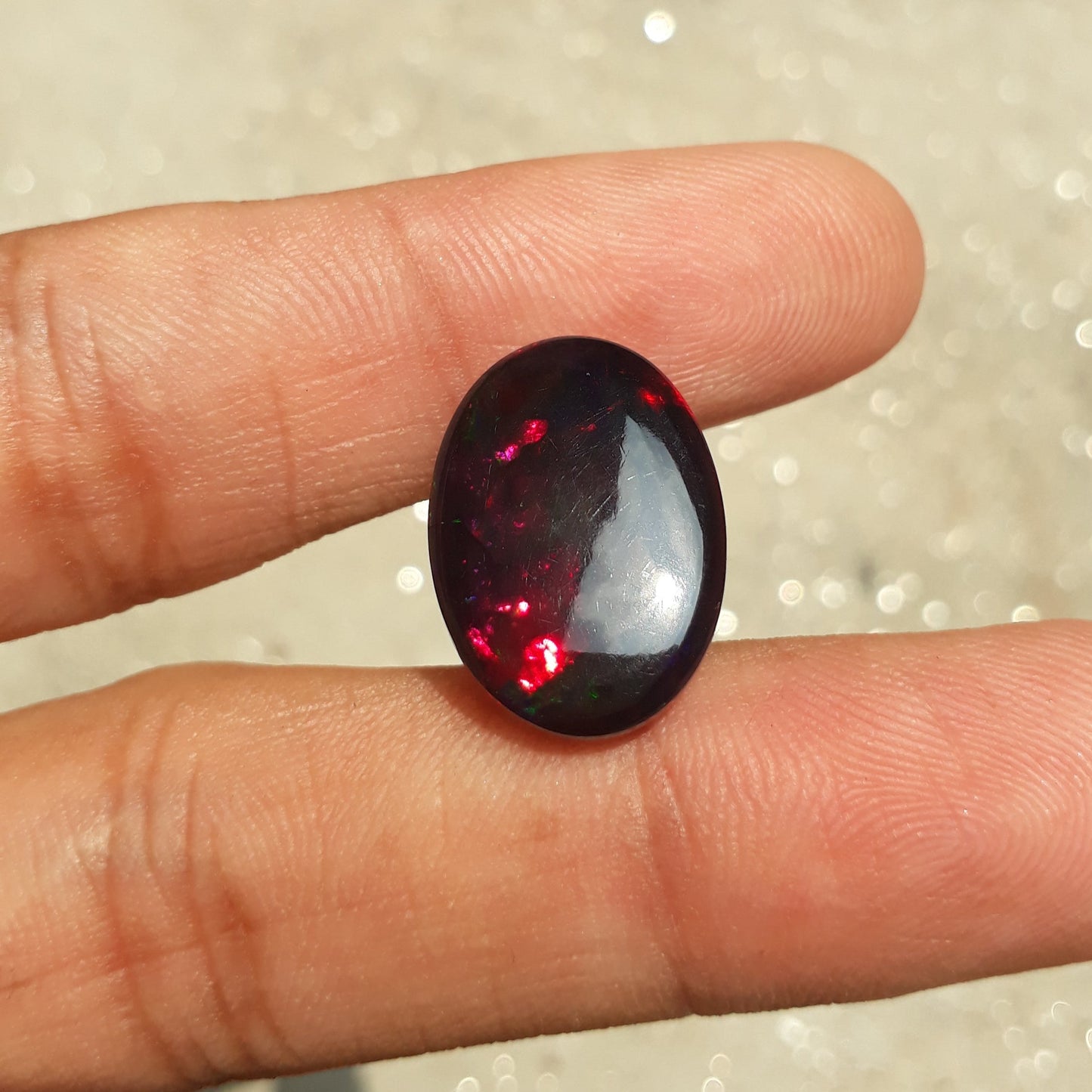 8.20ct Opal for Sale - Black Fire Opal - October Birthstone - 19x14mm
