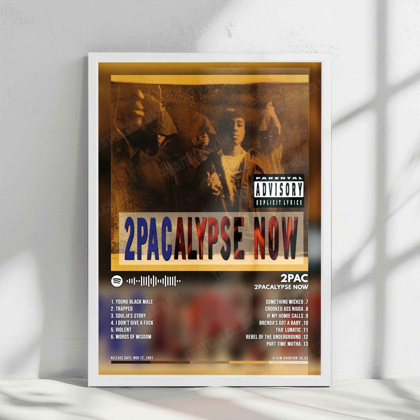 2Pac "2Pacalypse Now" Album Cover Poster - with Complete Tracklist