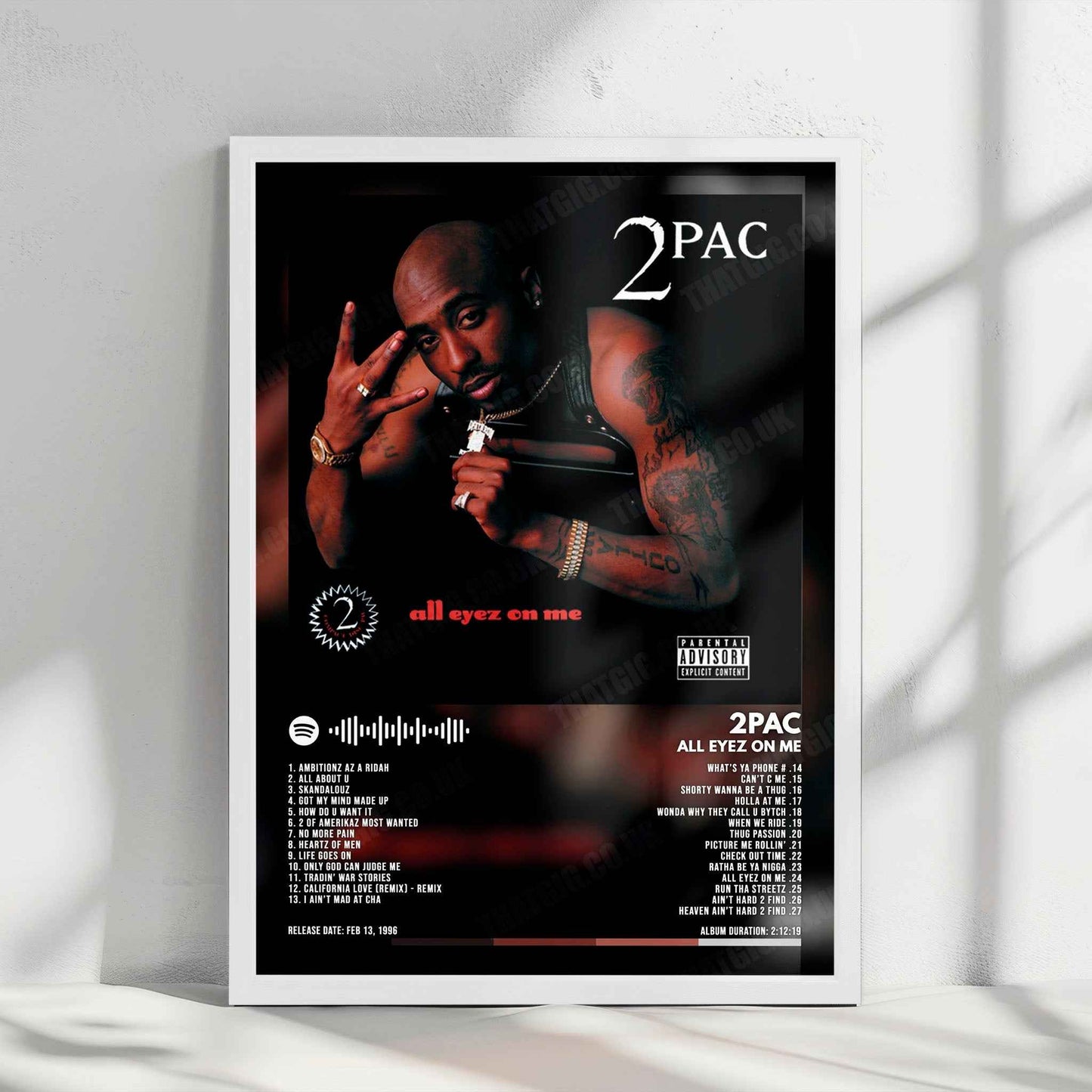2Pac "All Eyez on Me" Album Cover Poster - with Complete Tracklist