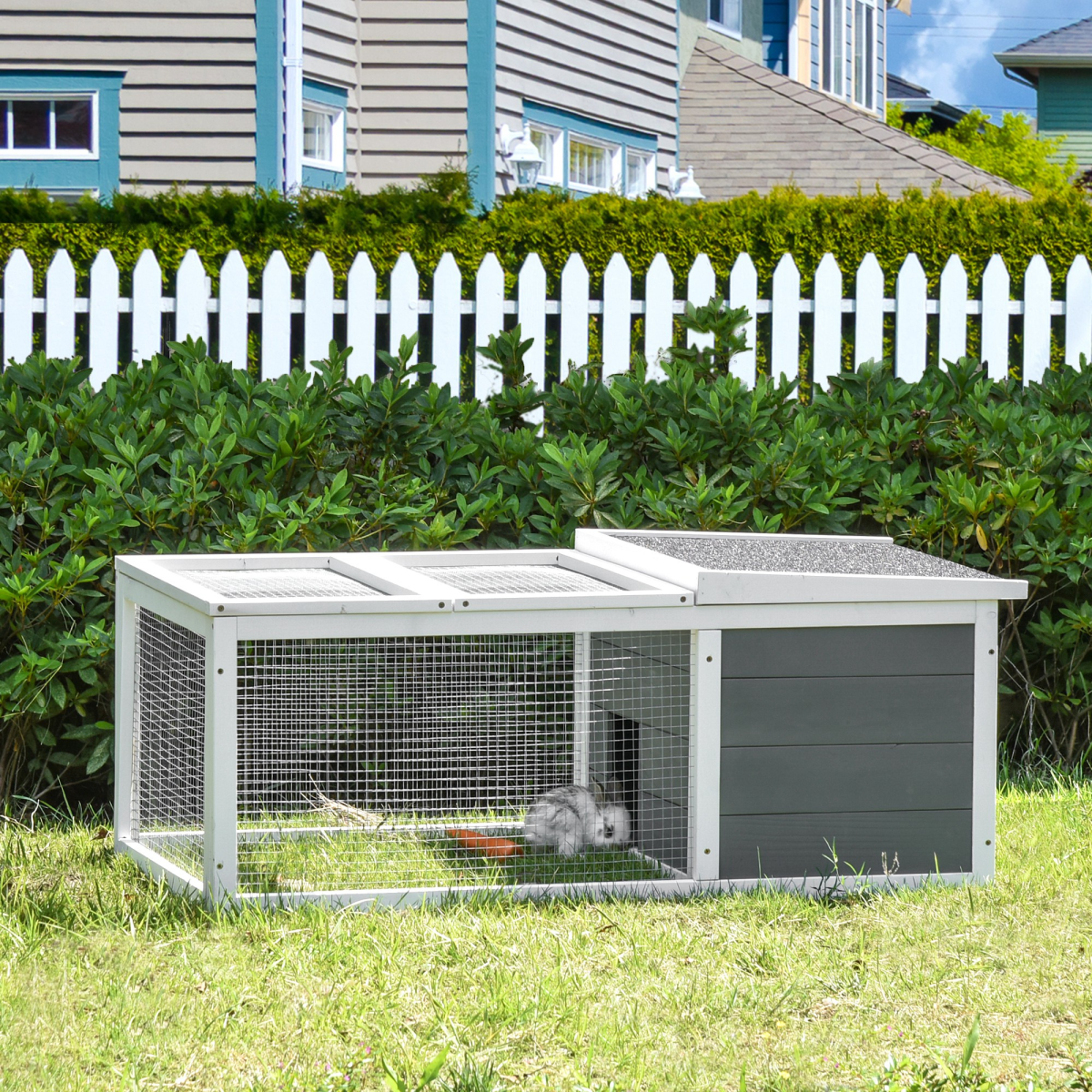 Rabbit Hutch Small Animal Cage Pet Run Cover, with Water-resistant Asphalt Roof