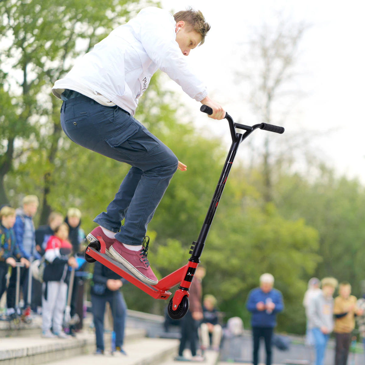 HOMCOM Stunt Scooter Complete Trick Scooters Kick Scooters Teenagers Red