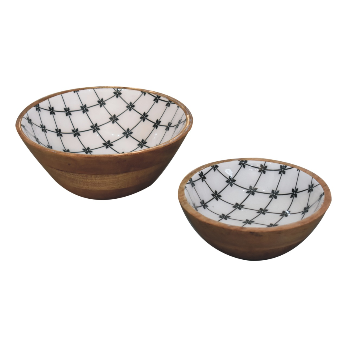 Artisan Furniture 2x Lacquered Flower Bowl Set, Oak-ish & Enamel coating