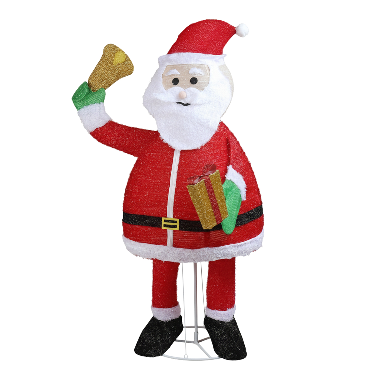 1.8M Lighted Santa Claus Holding Bell Christmas Yard Decorations, Pre-lit Pull Up Santa with 200 Warm White LEDs, for Xmas Outdoor Holiday Indoor Decor Lighted Holiday Displays