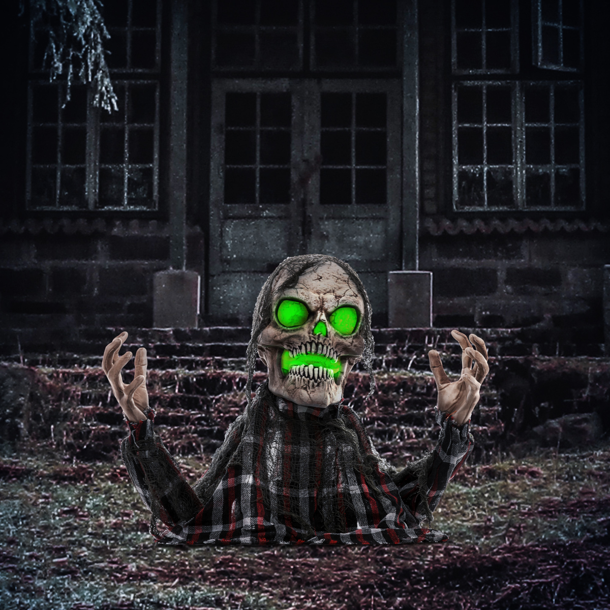 HOMCOM Groundbreaker Skeleton Halloween Animatronic Prop for Indoor Outdoor