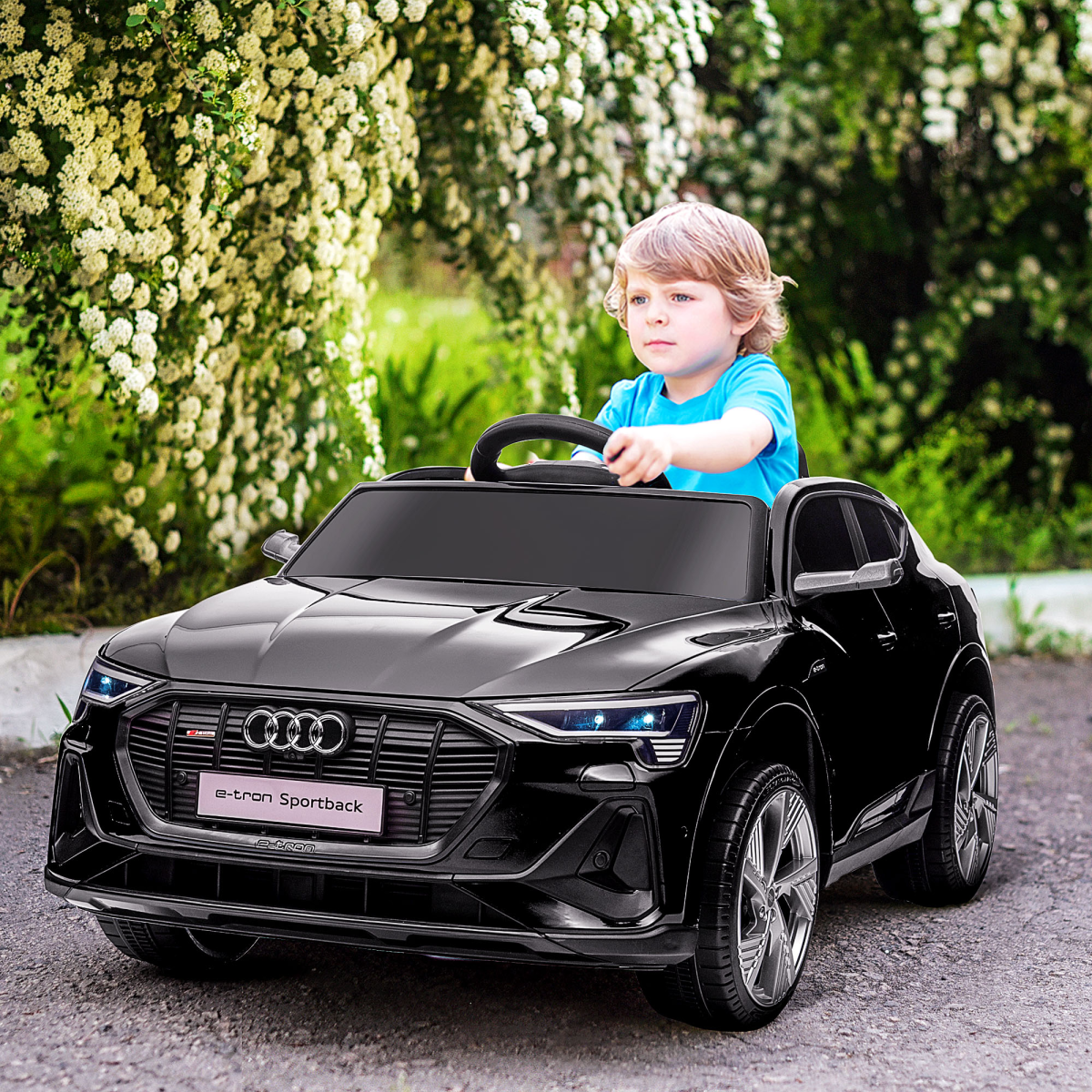 12V Kids Electric Ride-On Car/ w Remote Control, Lights, Music - Black