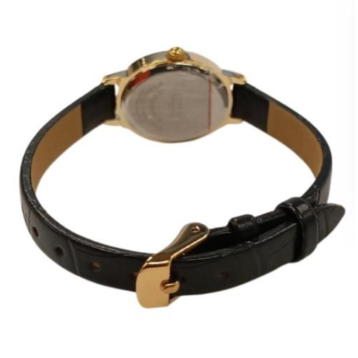 Limit Ladies Basic 27mm oval Golden Dial Black Number with Black Faux Leather Strap Watch 60144