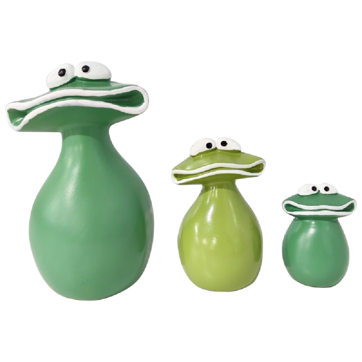 3 PCS New Big Mouth Frog Garden Decoration Waterproof Resin Family Garden Statue