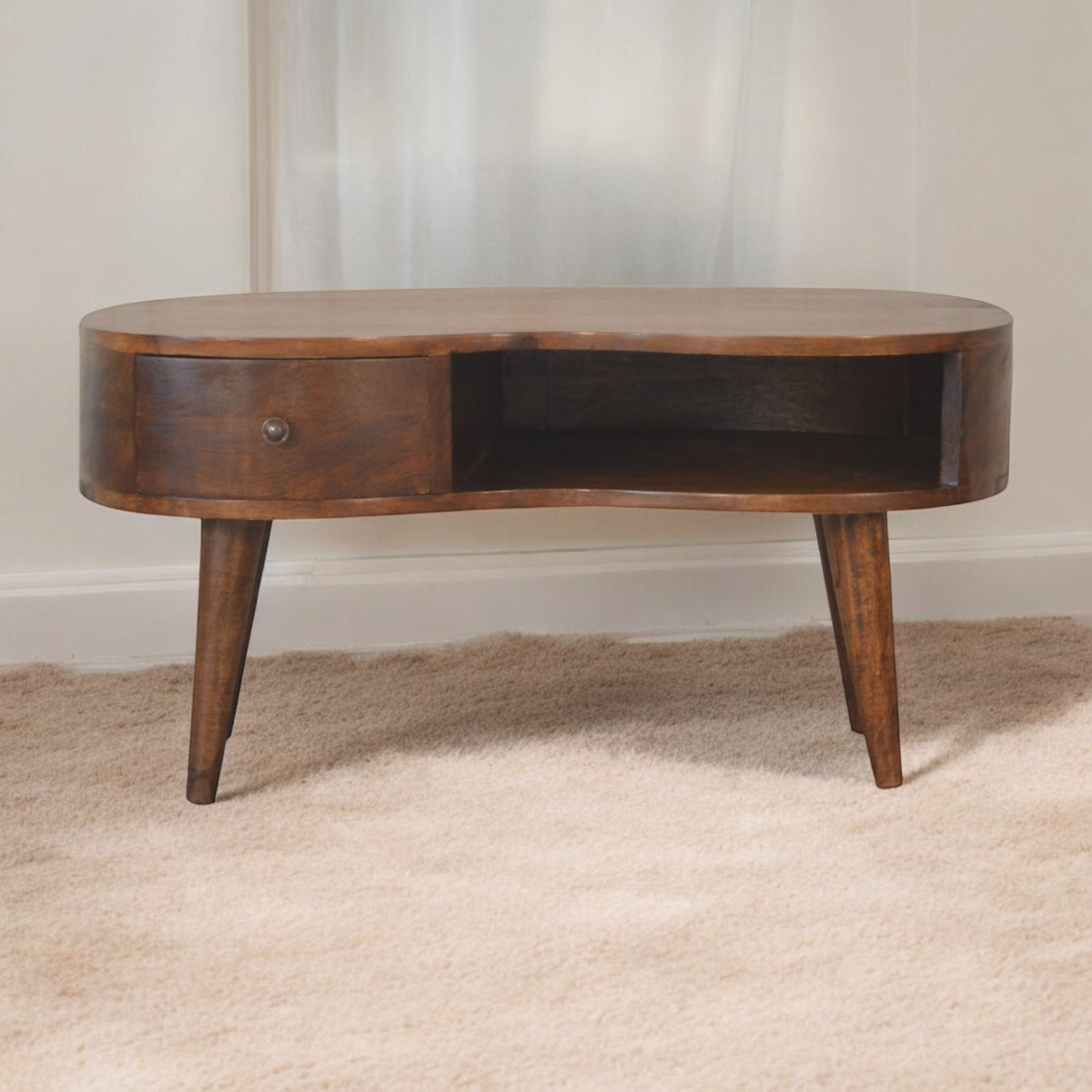 Artisan Furniture Solid Wood Chestnut Wave Coffee Table