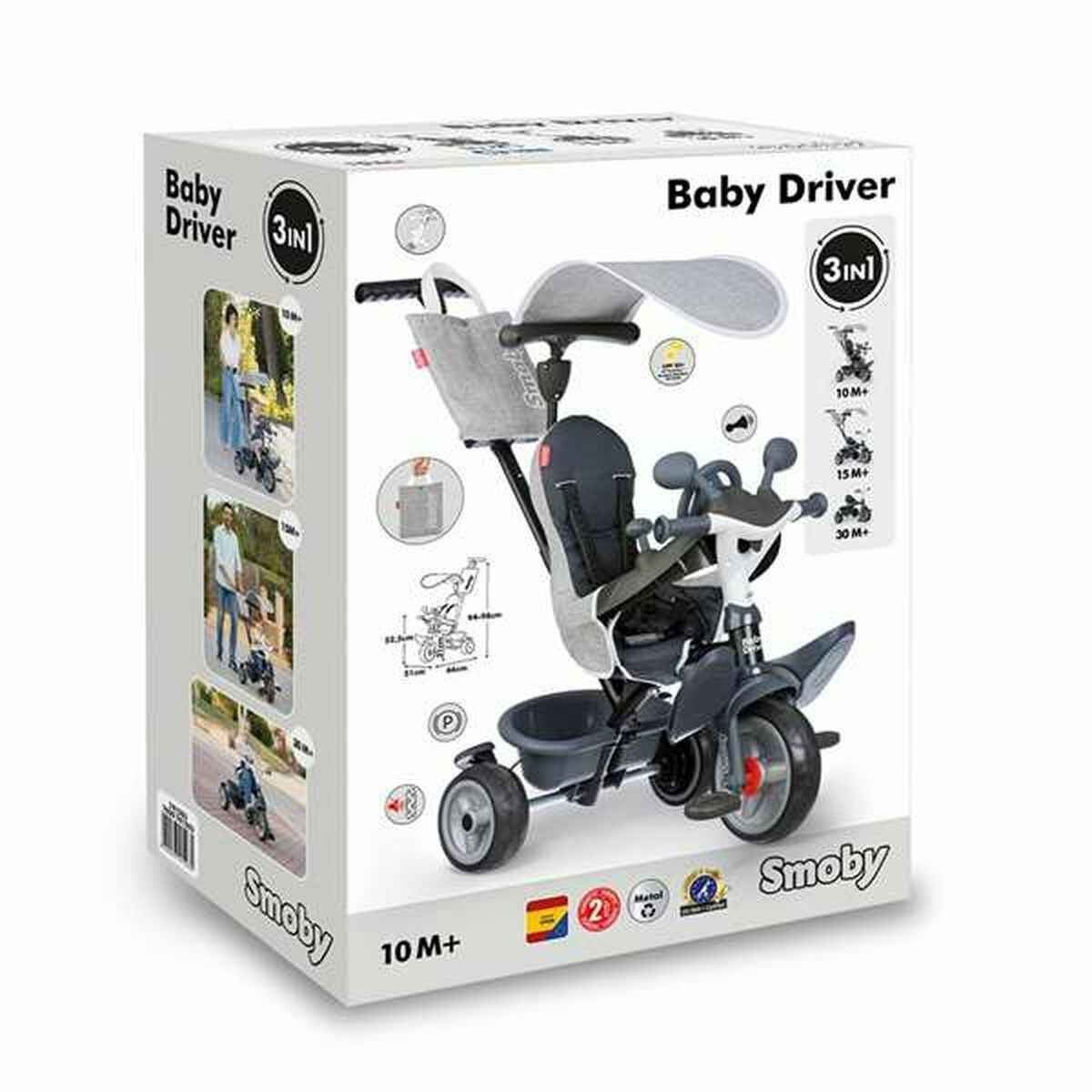 Tricycle Smoby Baby Driver Grey