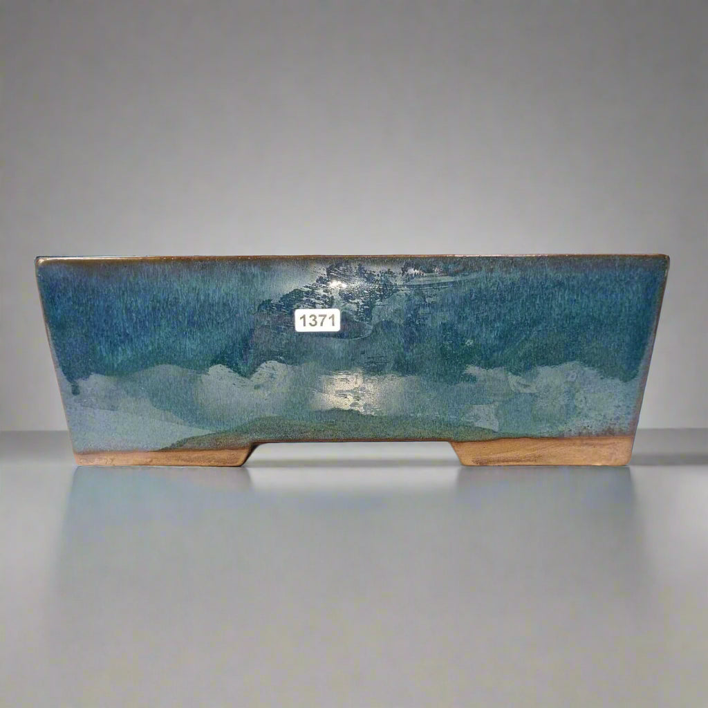22cm Glazed Bonsai Pot | Rectangle | 22cm x 17cm x 7cm | Blue