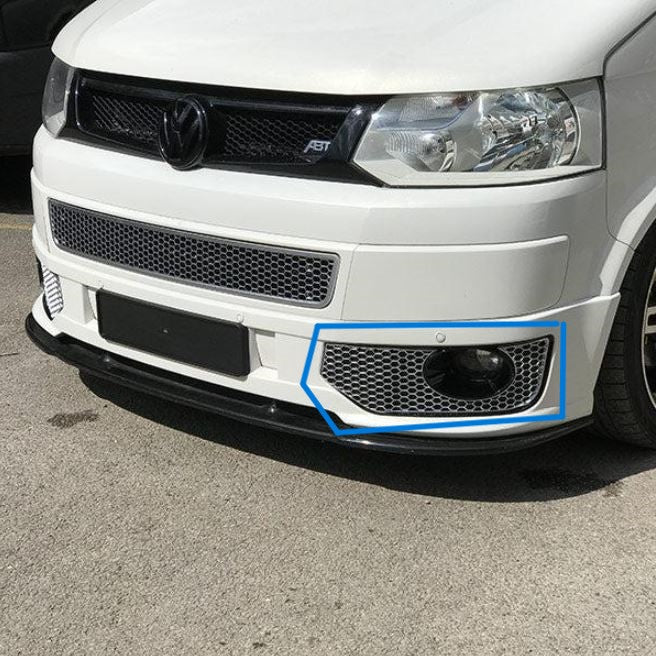 For VW T5.1 Transporter Sportline Honeycomb Front Spoiler Fog Light Trims Matte Chrome | Van-X