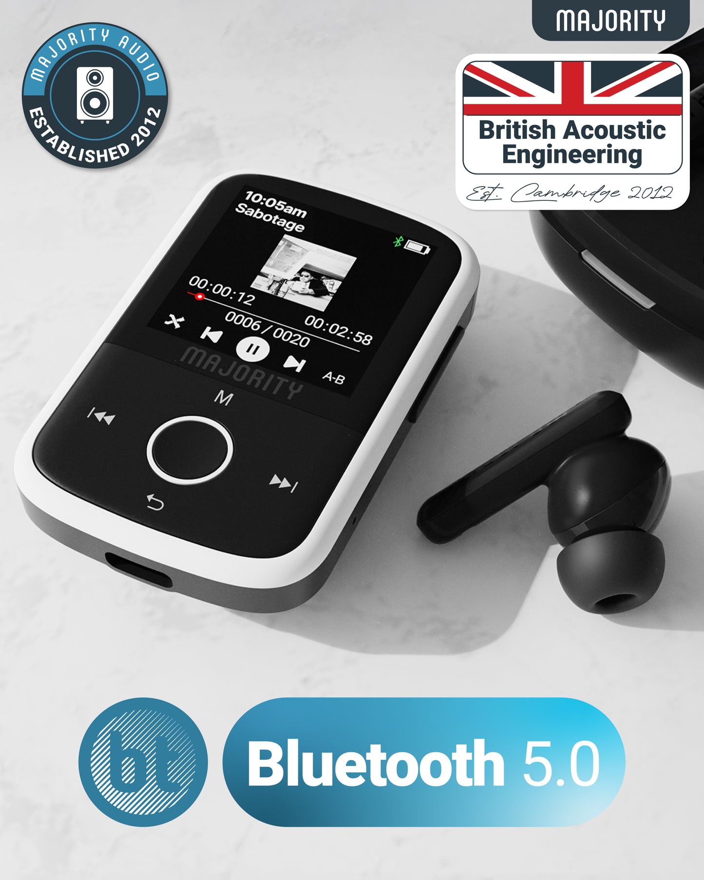 MAJORITY MP3 GO PLAYER 16GB BLK/WHT