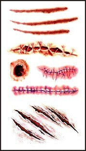 Realistic Fake Wound Tattoo Stickers - Halloween Special Effects Makeup - Waterproof Scar Temporary Tattoos