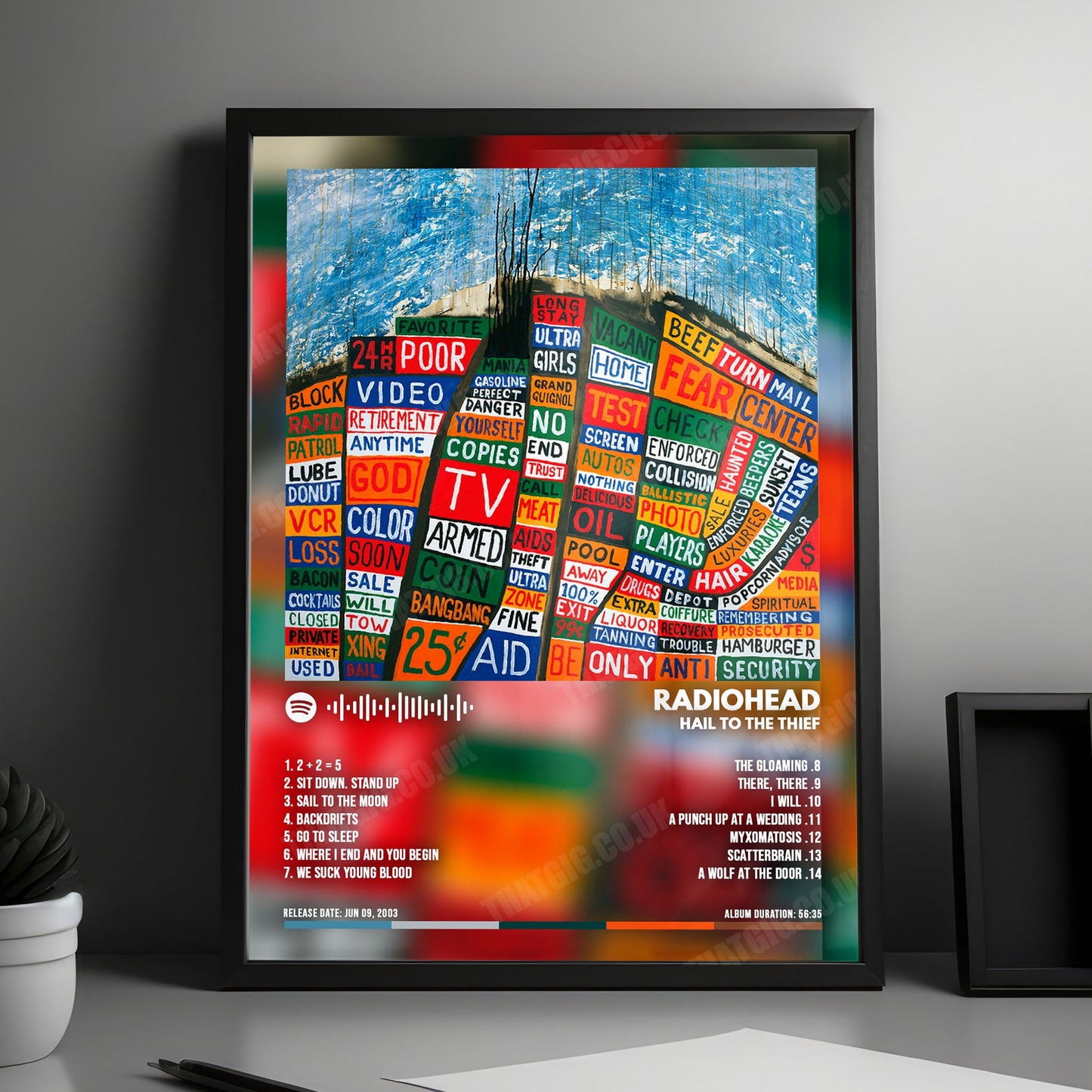 Radiohead "Hail to the Thief" Album Cover Poster - with Complete Tracklist