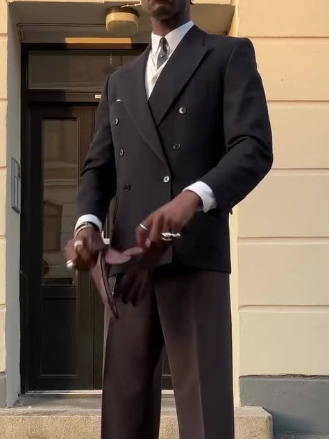 Black Double-breasted Men's Blaze
