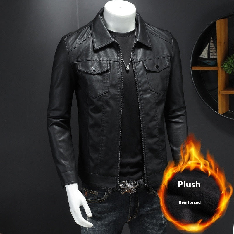 Men's Premium Quilted Leather Jacket - Fall Winter Casual Outerwear