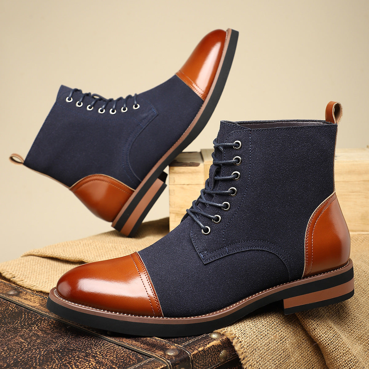 Men's Trendy Sleeve Leather All-match Casual Martin Boots