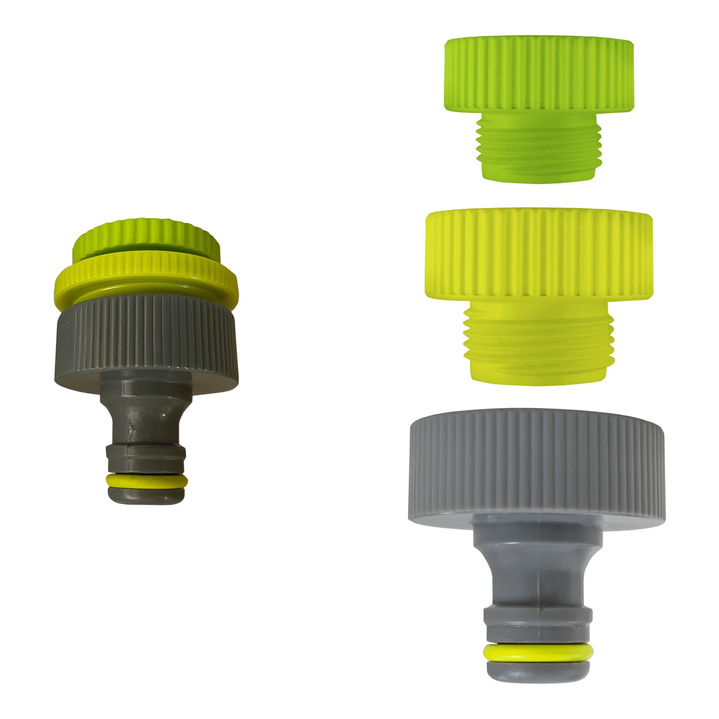 Female Tap Connector 1 - 3/4 - 1/2 BSPF Lime Garden Hose Pipe Hose Connector Set