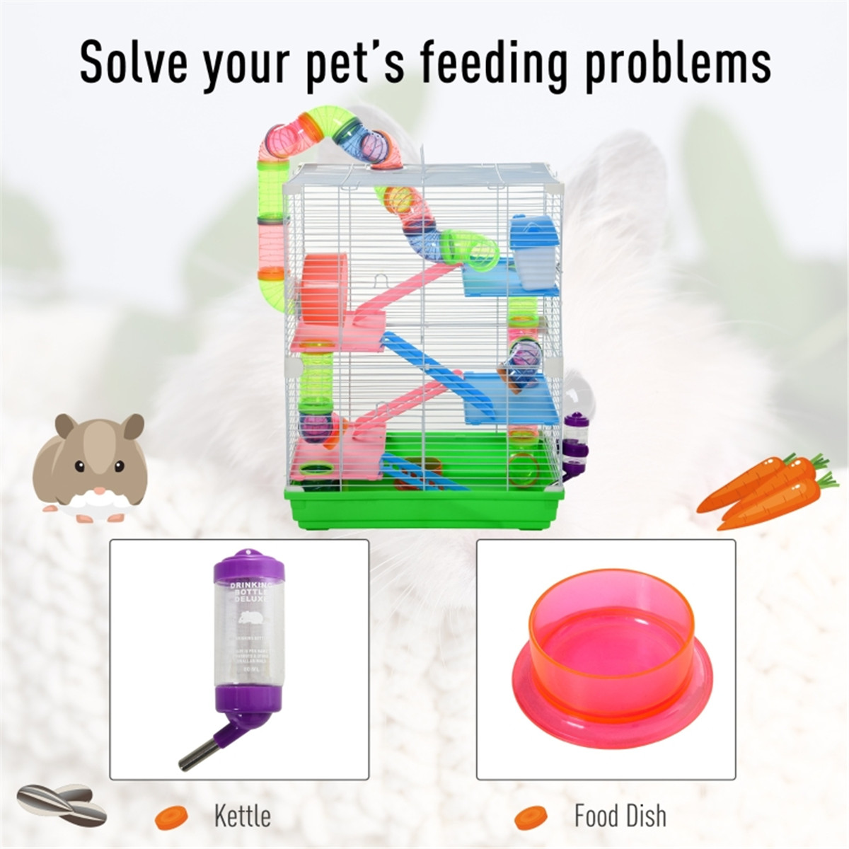 Hamster Cage 18" L x 11.75" W x 22.75" H (Without Tube and Water Bottle)