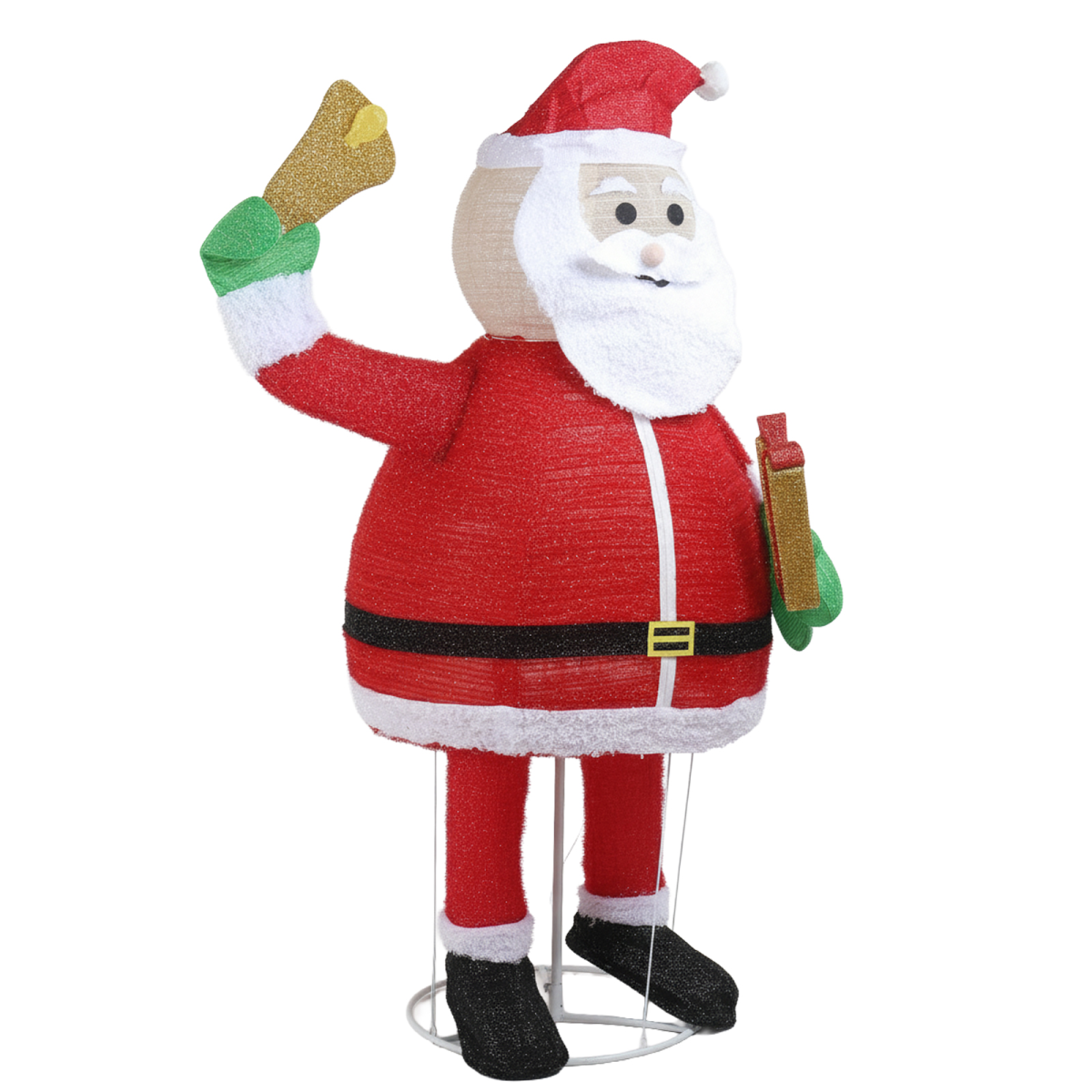 1.8M Lighted Santa Claus Holding Bell Christmas Yard Decorations, Pre-lit Pull Up Santa with 200 Warm White LEDs, for Xmas Outdoor Holiday Indoor Decor Lighted Holiday Displays