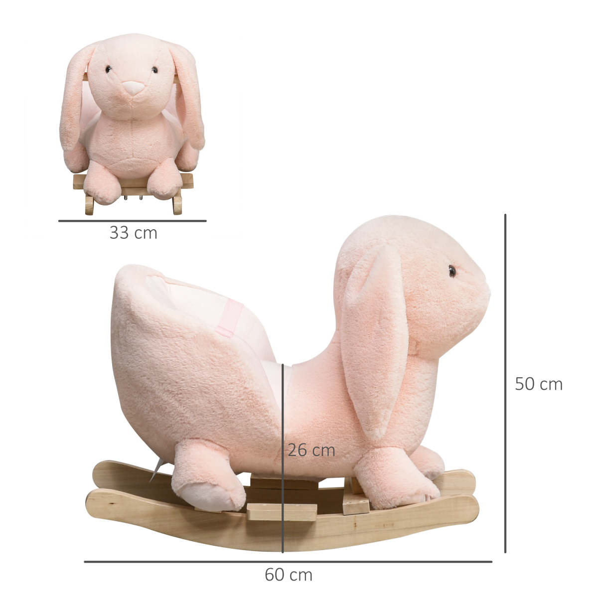 Cute Kids Ride-On Rocking Rabbit Sound Handlebars Seat Belt Plush Body HOMCOM