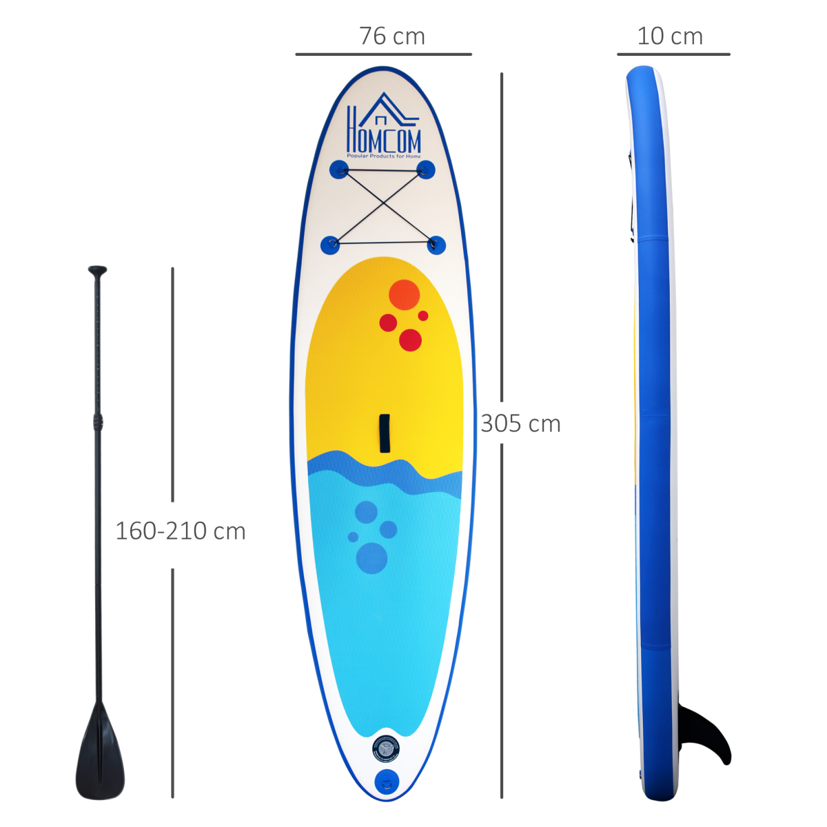 10ft Inflatable Surfing Boards W/ Paddle, Fix Bag, Air Pump, Backpack HOMCOM
