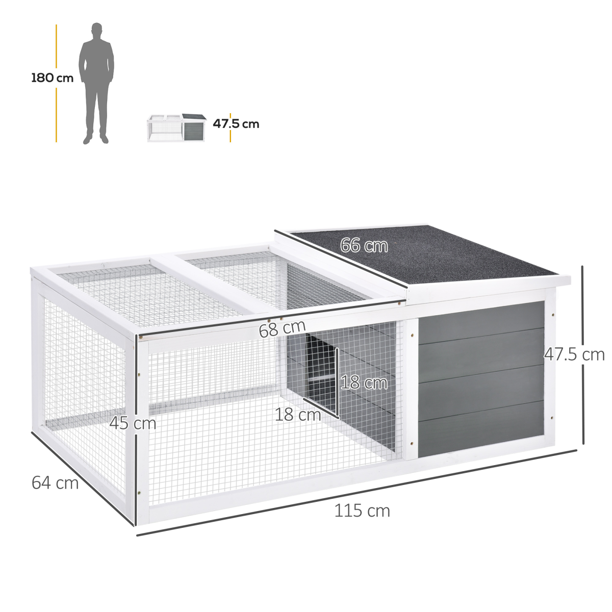 Rabbit Hutch Small Animal Cage Pet Run Cover, with Water-resistant Asphalt Roof