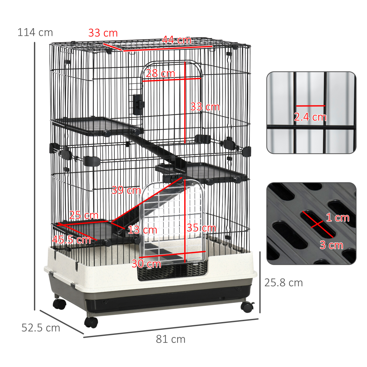 3 Tier Small Animal Cage Pet Play House for Rabbits Ferret Chinchilla W/ Ramp