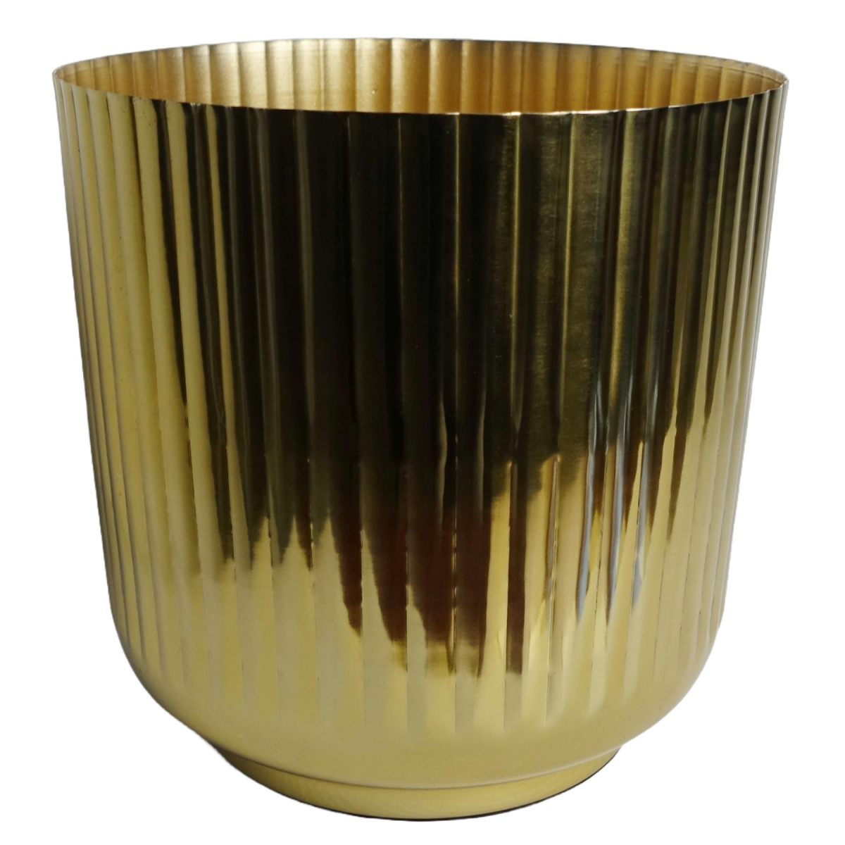 20cm Gold Fluted Metal Planter by Leaf