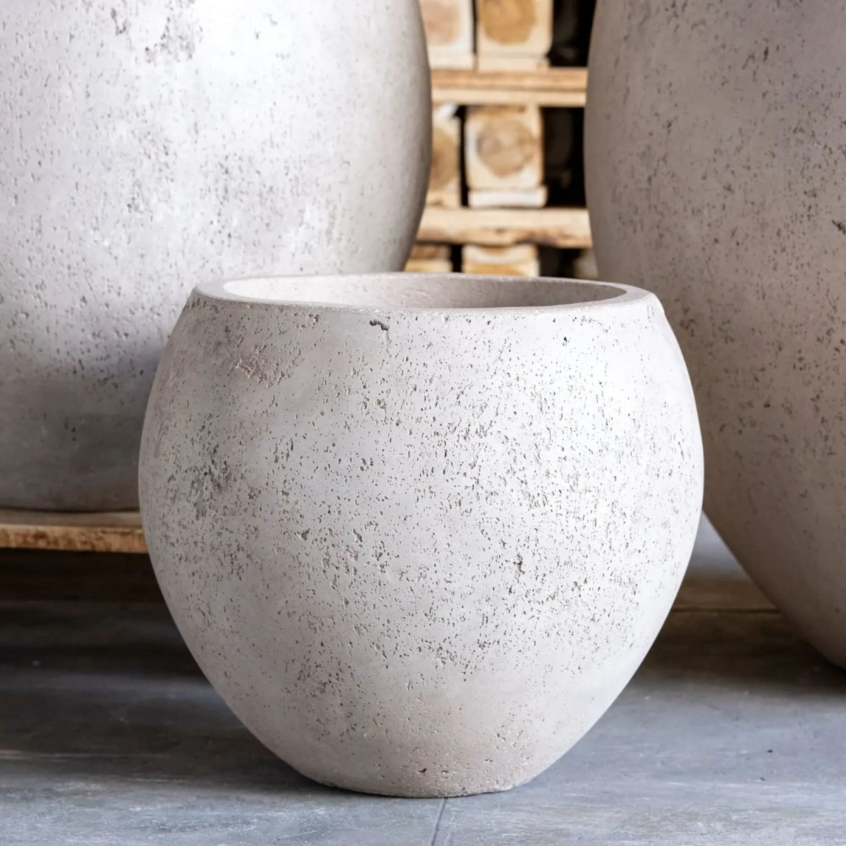 Orbello | Truffle – 55cm Large Concrete Sphere Planter – 82L Round Plant Pot