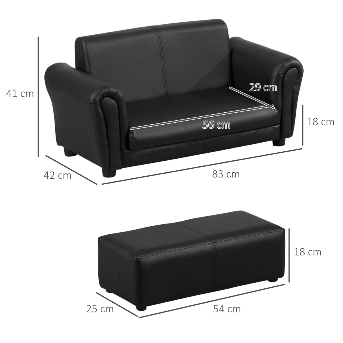 Kids Childrens Sofa Set 2 Seater Seat Furniture Armchair Boys Girls Footstool