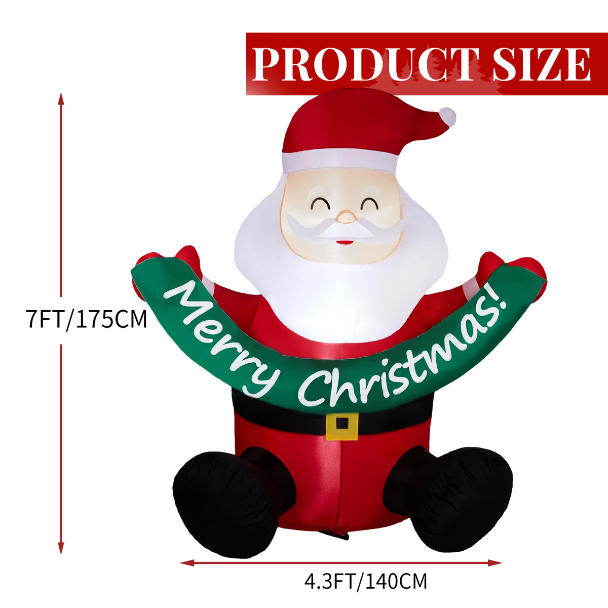 1.75M Lighted Christmas Inflatable Decoration, Inflatable Santa Claus Holding Banner, Funny Blow Up Yard Decorations with Built-in LED Lights for Holiday Party Front Yard Lawn Garden Decor