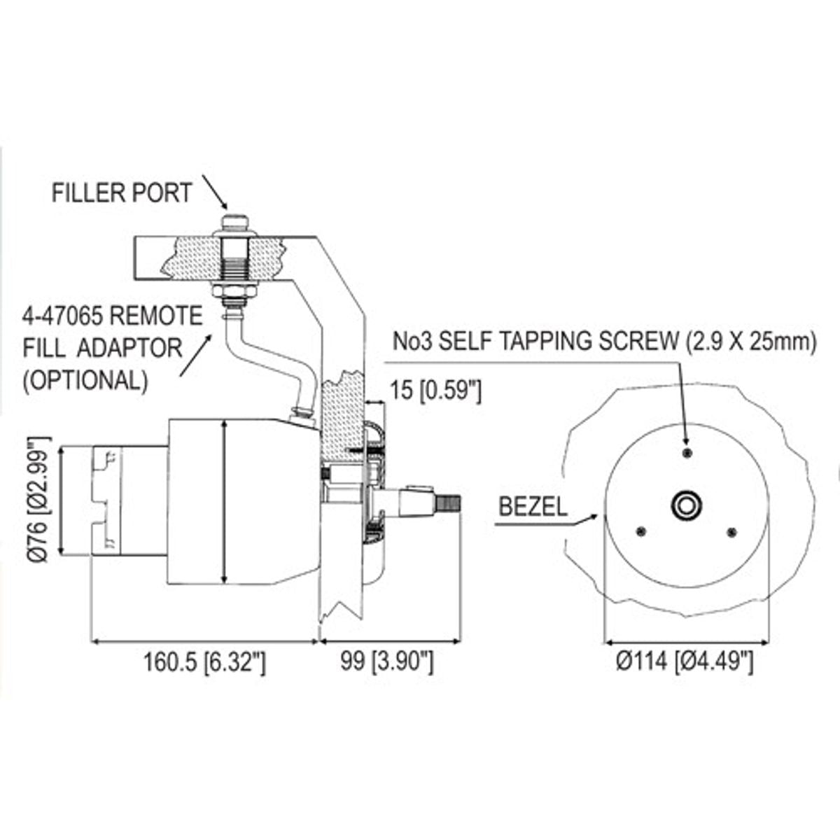 Ultraflex UP33R Rear Mount Hydraulic Helm (33cc) 4-48012