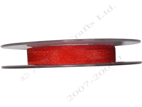 10mm x 25m Red Berisford Sheer Organza Ribbon