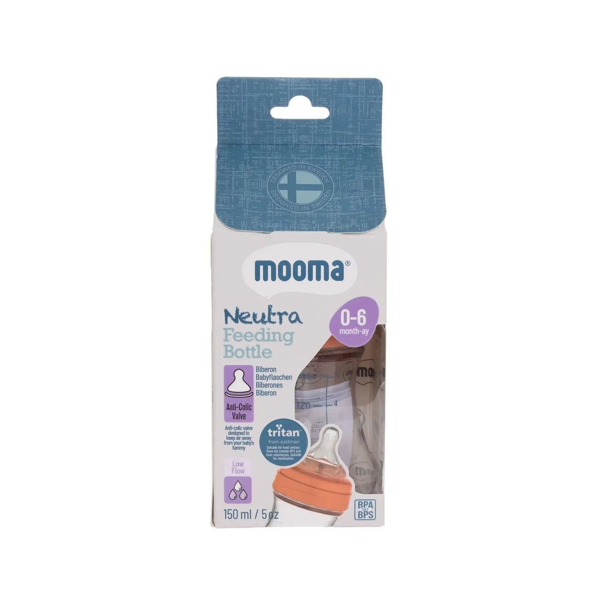 Mooma Neutra Tritan Bottle Slow Flow 0-6 months 150ml - Coral Pink