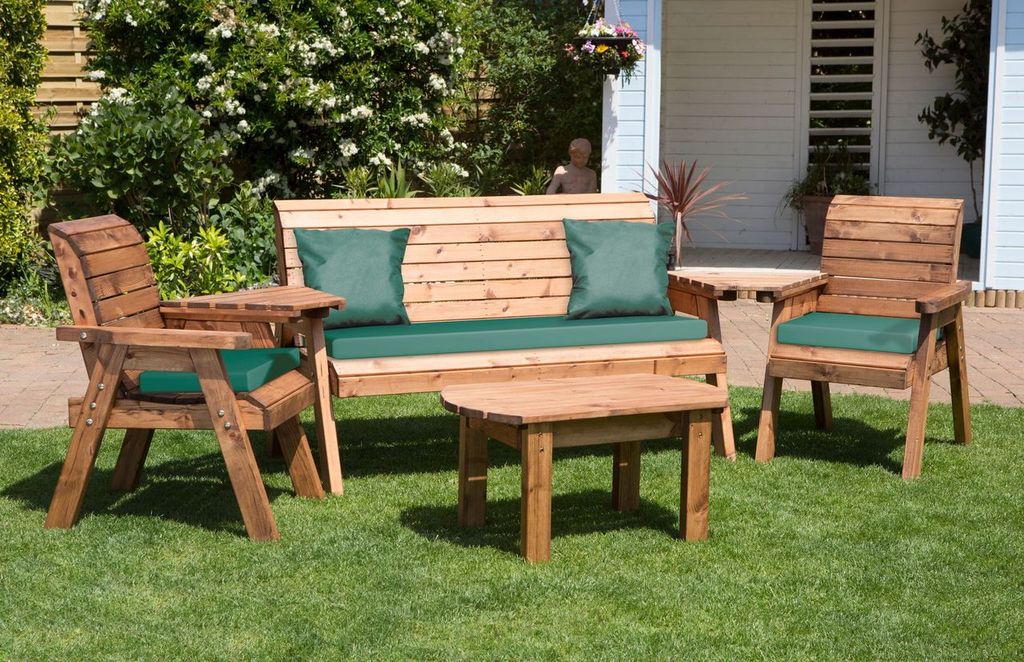 Charles Taylor Trading Five Seater Multi Set With Green Cushion Brown